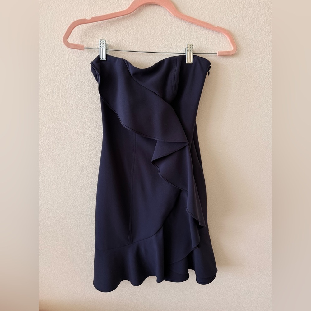 LIKELY | Elegant Strapless Navy Dress